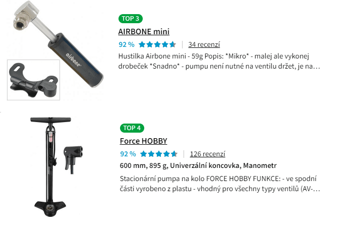 nejlepší pumpy na kolo